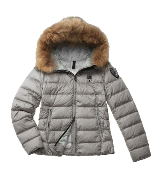 BLAUER PIUMINO TRAPUNTATO CON PELLICCIA ARCADIA 24WBLDC03038 GRIGIO