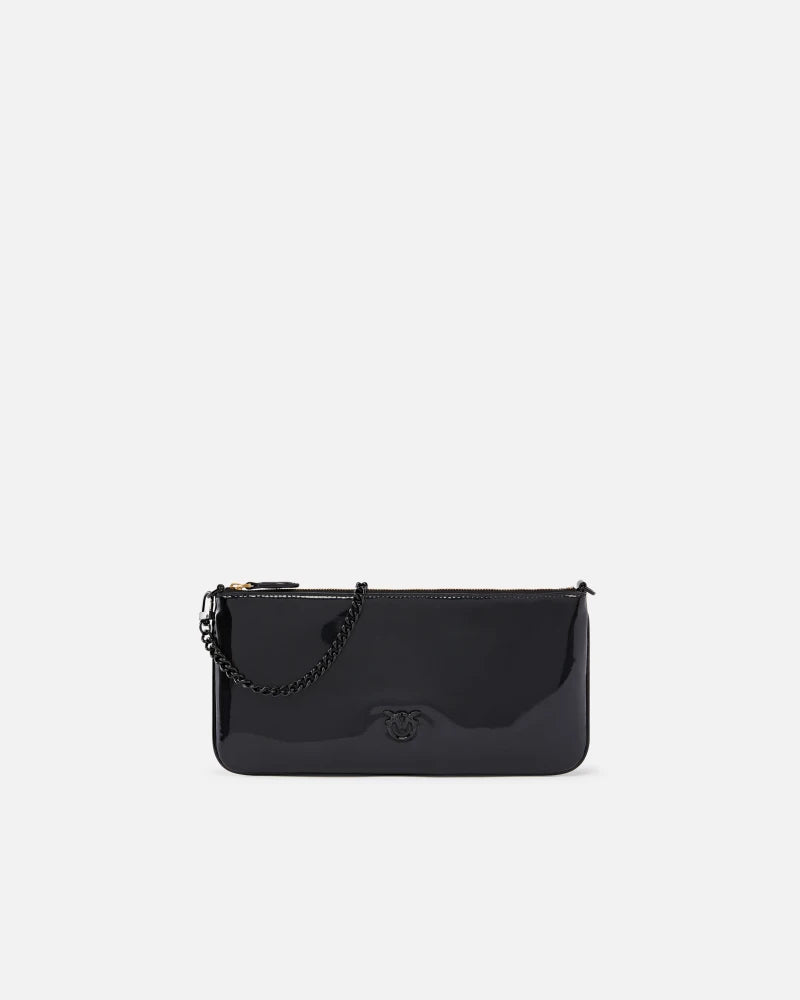 PINKO BORSA HORIZONTAL FLAT IN ECO VERNICE 102747-A1UP NERO