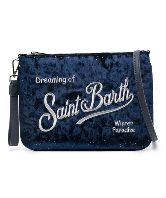 MC2 SAINT BARTH POCHETTE PARISIENNE IN VELLUTO PAR0009 BLU NOTTE