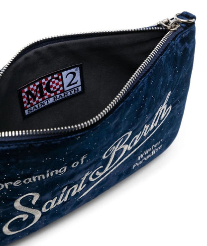 MC2 SAINT BARTH POCHETTE PARISIENNE IN VELLUTO PAR0009 BLU NOTTE