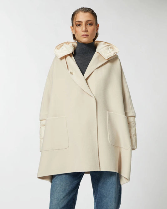 PINKO CAPPOTTO A MANTELLA CON INSERTI EFFETTO PIUMINO MEDAGLIA BEIGE