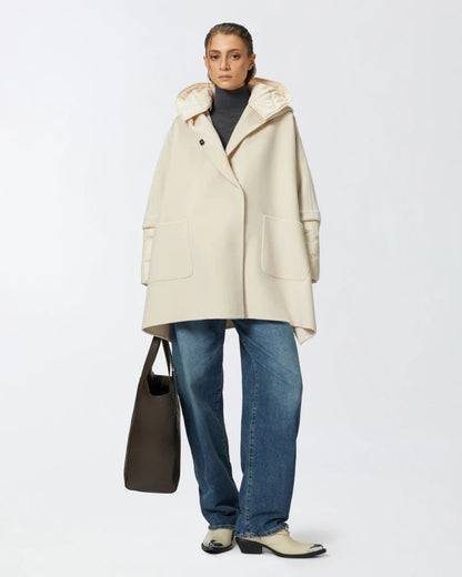 PINKO CAPPOTTO A MANTELLA CON INSERTI EFFETTO PIUMINO MEDAGLIA BEIGE