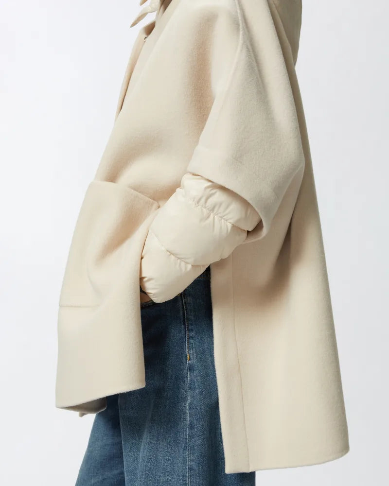 PINKO CAPPOTTO A MANTELLA CON INSERTI EFFETTO PIUMINO MEDAGLIA BEIGE