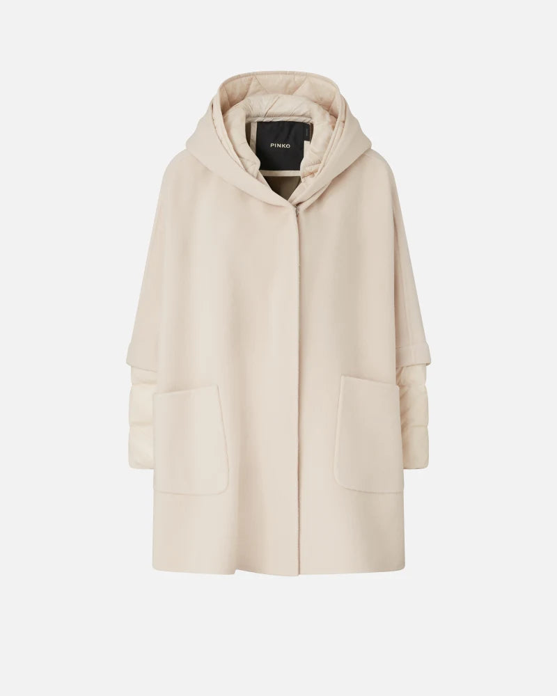 PINKO CAPPOTTO A MANTELLA CON INSERTI EFFETTO PIUMINO MEDAGLIA BEIGE