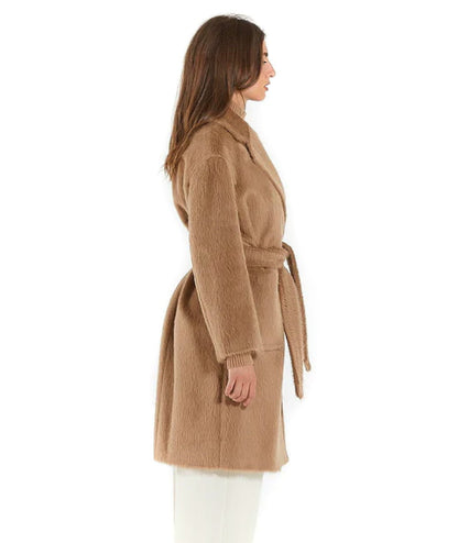 MAX MARA STUDIO CAPPOTTO EFFETTO PELLICCIA OTTANTA CAMMELLO