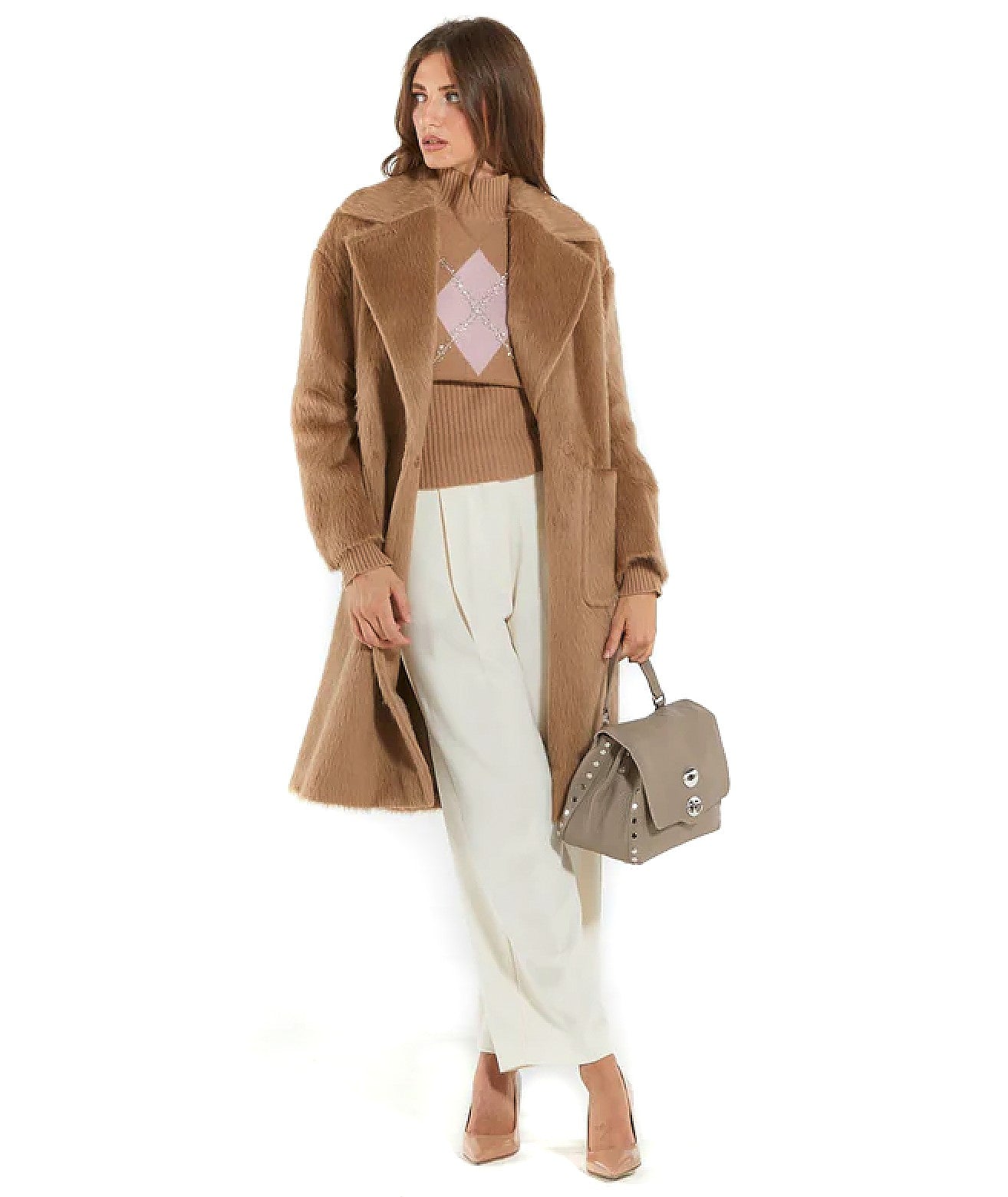 MAX MARA STUDIO CAPPOTTO EFFETTO PELLICCIA OTTANTA CAMMELLO