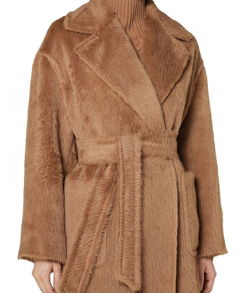 MAX MARA STUDIO CAPPOTTO EFFETTO PELLICCIA OTTANTA CAMMELLO