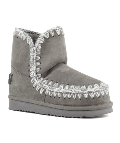 MOU STIVALI IN PELLE SCAMOSCIATA GLITTER LOGO ESKIMO 18 MU.FW101050A GRIGIO