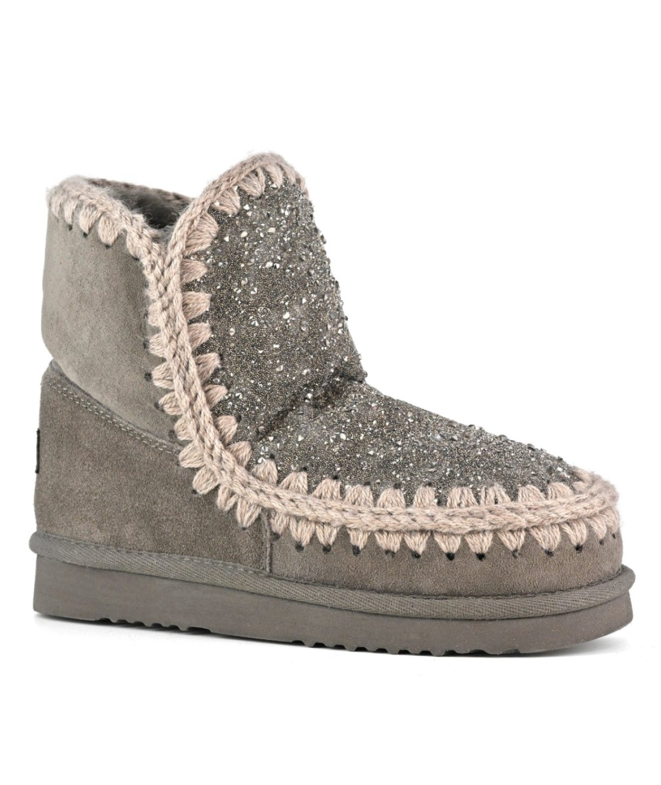 MOU STIVALI IN PELLE SCAMOSCIATA E STRASS ESKIMO 18 HOTFIX MU.FW101122A GRIGIO