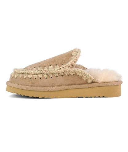 MOU PANTOFOLE IN PELLE SCAMOSCIATA ESKIMO STITCHING CLOG MU.FW101125A CAMMELLO