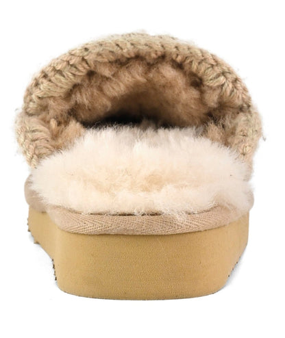 MOU PANTOFOLE IN PELLE SCAMOSCIATA ESKIMO STITCHING CLOG MU.FW101125A CAMMELLO