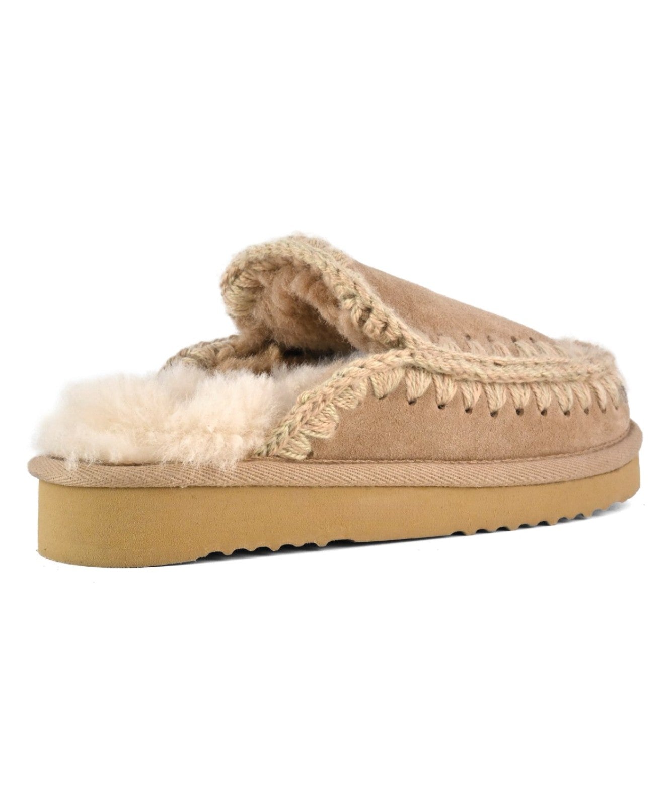 MOU PANTOFOLE IN PELLE SCAMOSCIATA ESKIMO STITCHING CLOG MU.FW101125A CAMMELLO