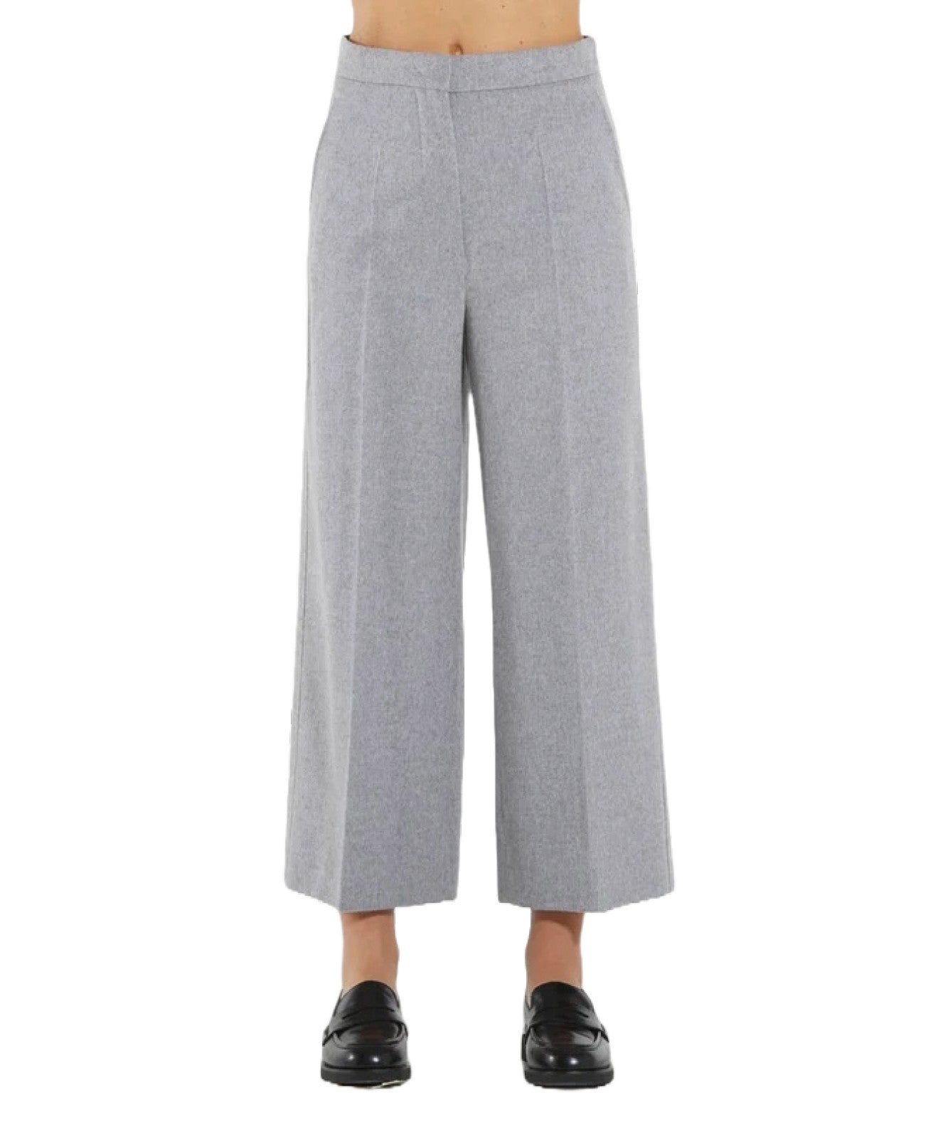 MAX MARA STUDIO PANTALONE CROPPED BURANO GRIGIO CHIARO