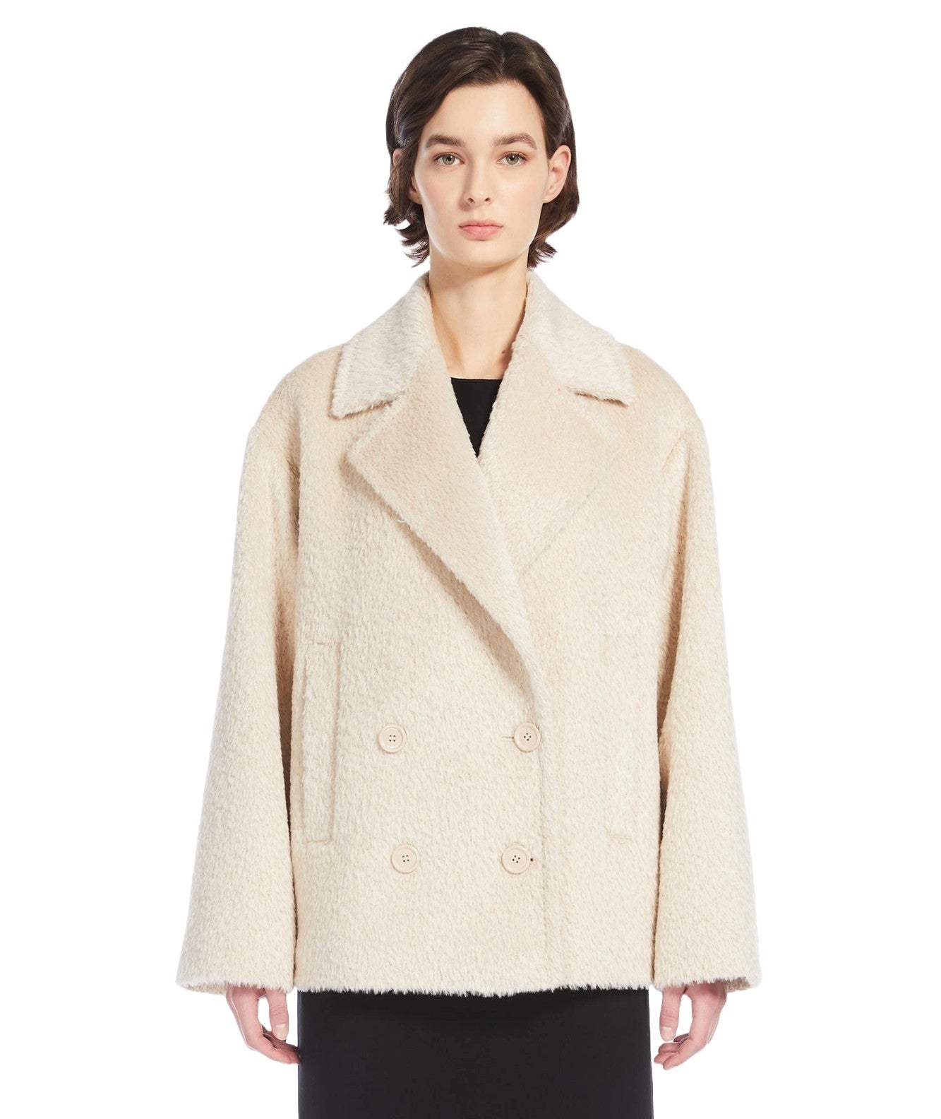 MAX MARA STUDIO CAPPOTTO CABAN IN MISTO ALPACA VANESIO CREMA