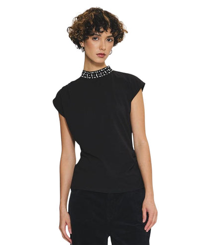 Kaos Jeans Top con Applicazioni RIJDK004 Nero