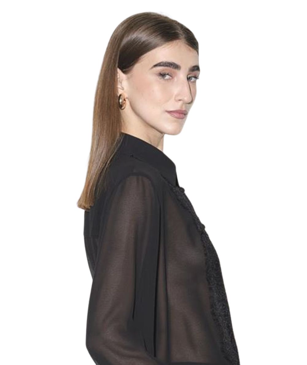 Kaos Fashion Camicia in Voile con Pizzo RI1GX004 Nero