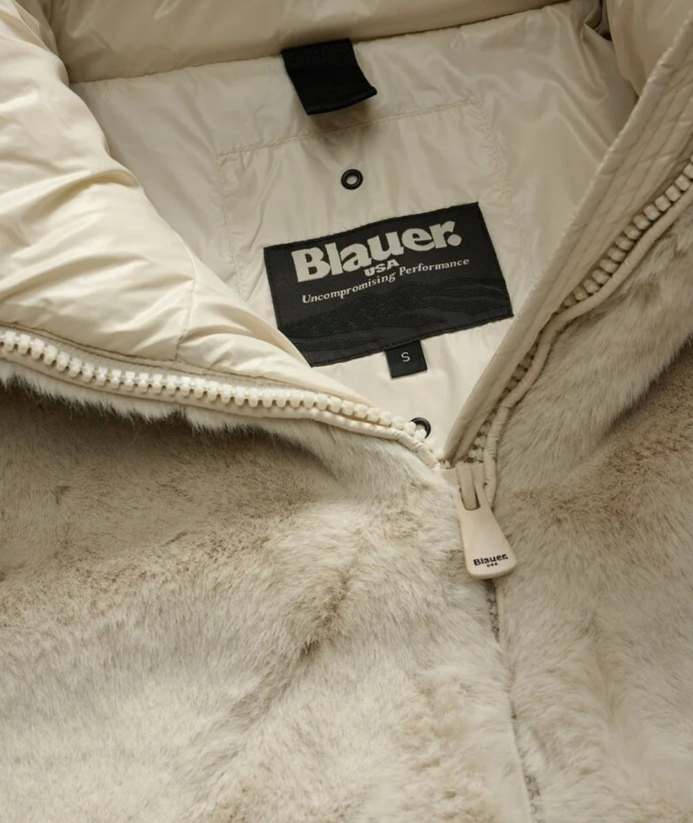 Blauer Giubbotto con Cappuccio in Eco Pelliccia Fanevil 25WBLDC02178 Grigio