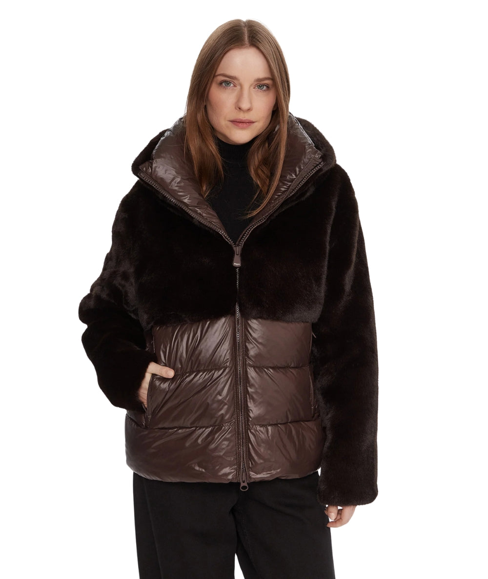 Blauer Giubbotto con Cappuccio in Eco Pelliccia Fanevil 25WBLDC02178 Marrone