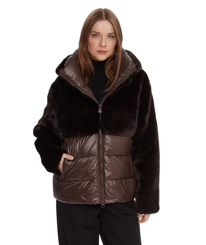 Blauer Giubbotto con Cappuccio in Eco Pelliccia Fanevil 25WBLDC02178 Marrone