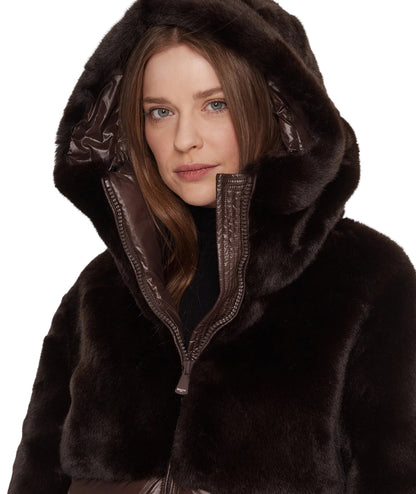 Blauer Giubbotto con Cappuccio in Eco Pelliccia Fanevil 25WBLDC02178 Marrone