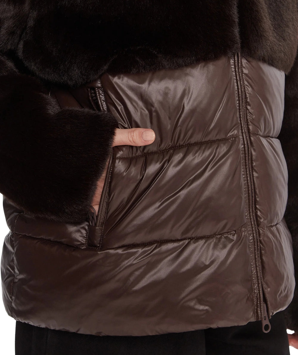 Blauer Giubbotto con Cappuccio in Eco Pelliccia Fanevil 25WBLDC02178 Marrone