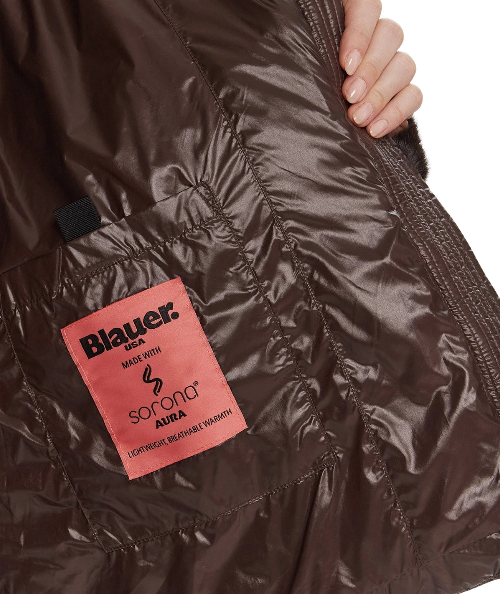 Blauer Giubbotto con Cappuccio in Eco Pelliccia Fanevil 25WBLDC02178 Marrone