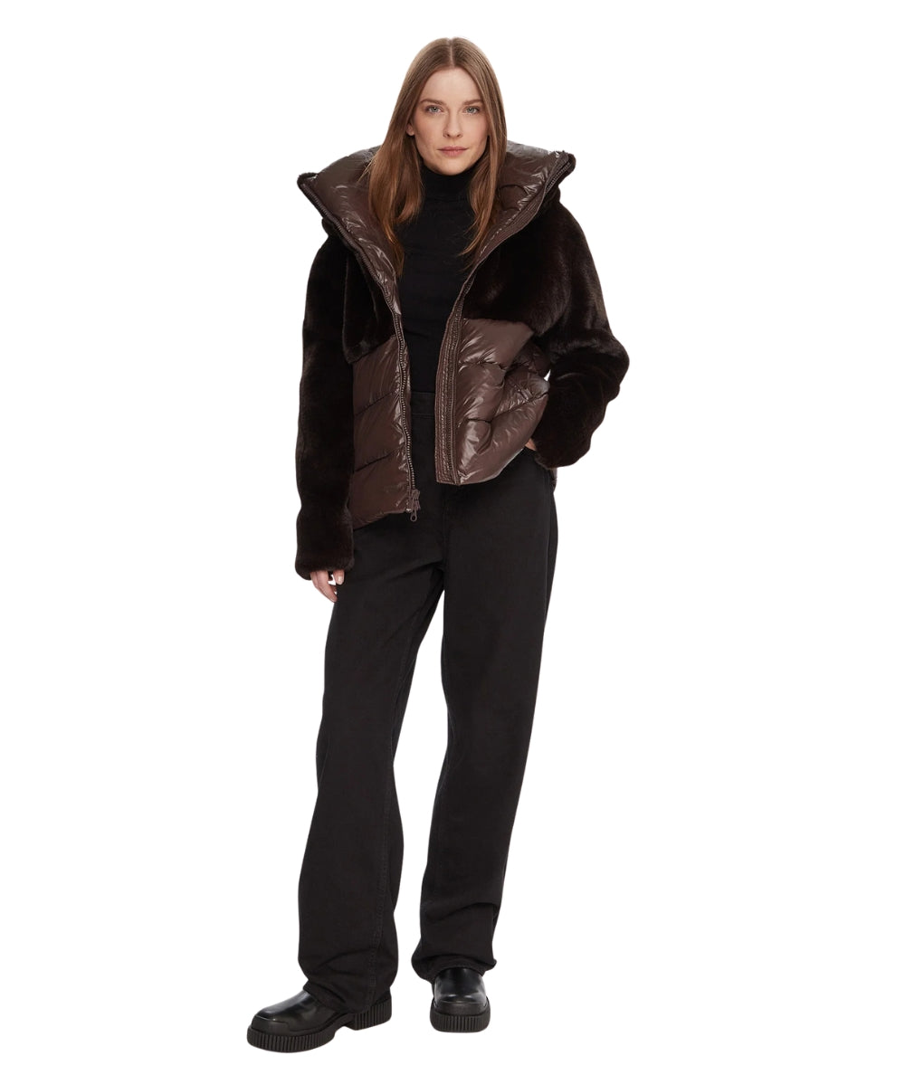 Blauer Giubbotto con Cappuccio in Eco Pelliccia Fanevil 25WBLDC02178 Marrone