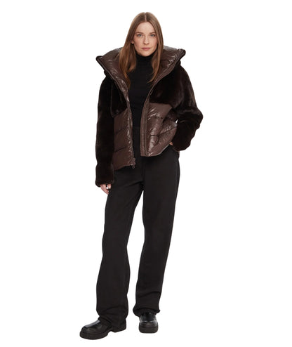 Blauer Giubbotto con Cappuccio in Eco Pelliccia Fanevil 25WBLDC02178 Marrone