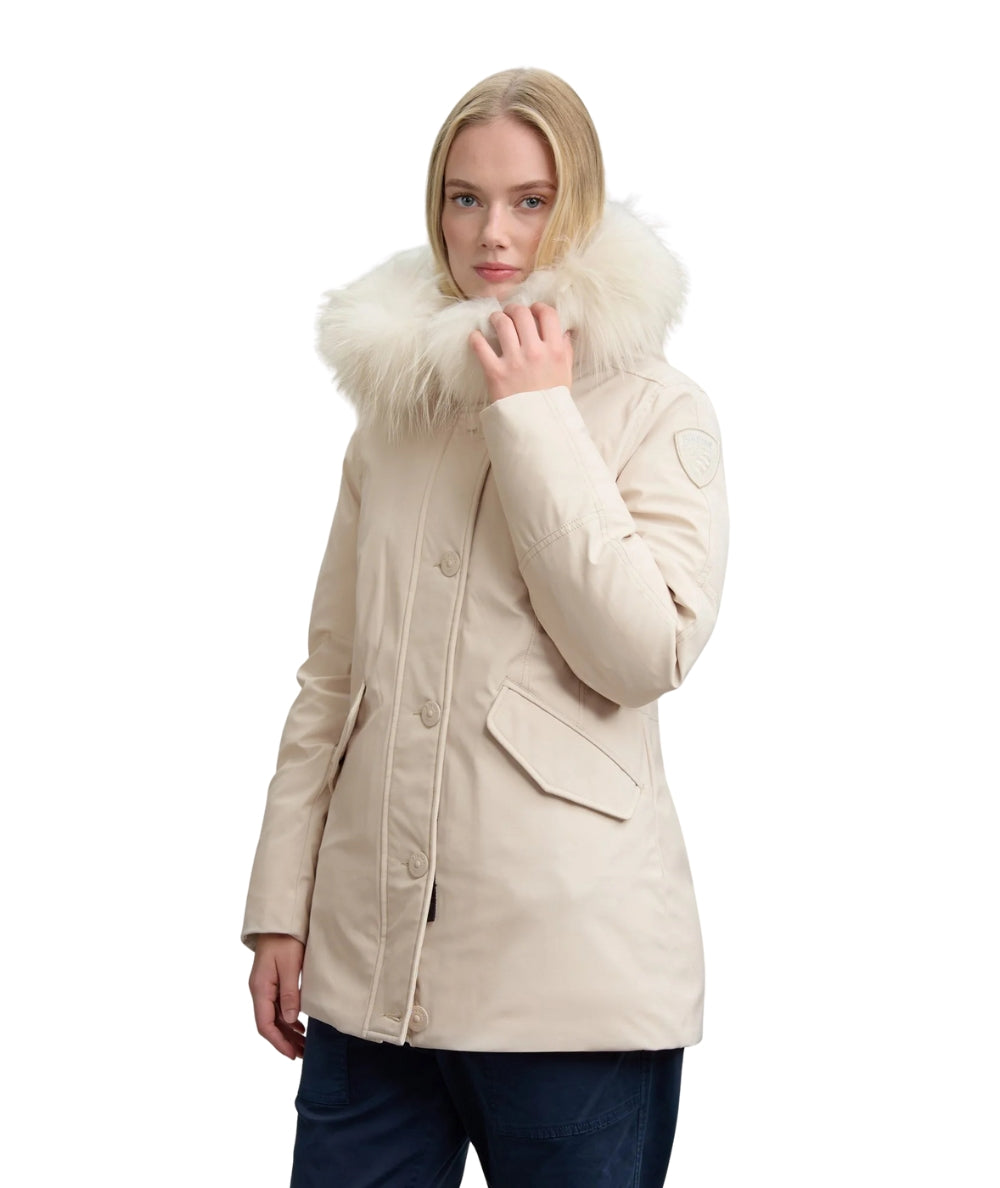 Blauer Parka con Cappuccio in Pelliccia Irma 25WBLDB03191 Grigio