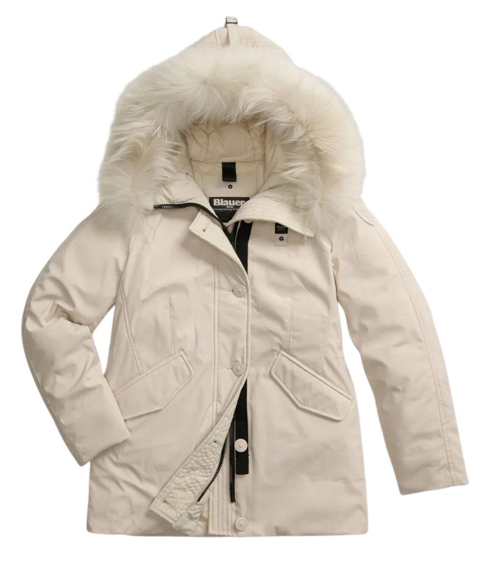 Blauer Parka con Cappuccio in Pelliccia Irma 25WBLDB03191 Grigio