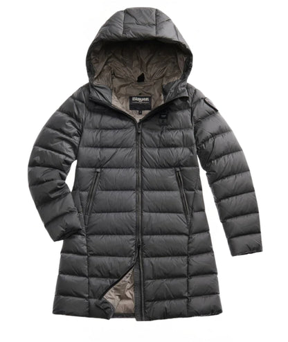 Blauer Piumino Lungo con Cappuccio Agnes 25WBLDK03102 Grigio Antracite