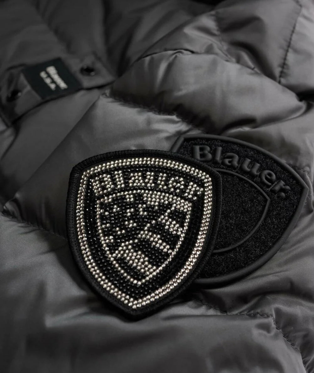 Blauer Piumino Lungo con Cappuccio Agnes 25WBLDK03102 Grigio Antracite