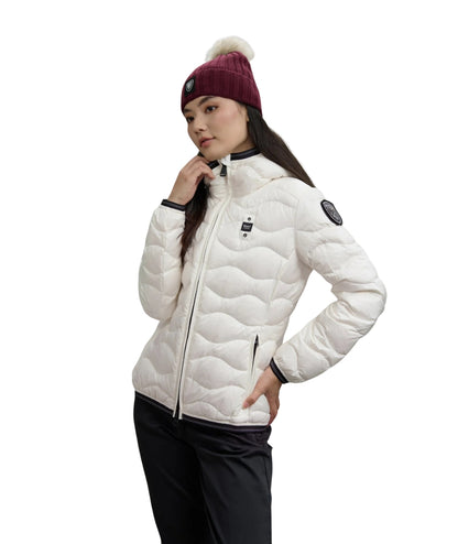 Blauer Piumino ad Onde con Cappuccio Camelia 25WBLDC03095 Bianco