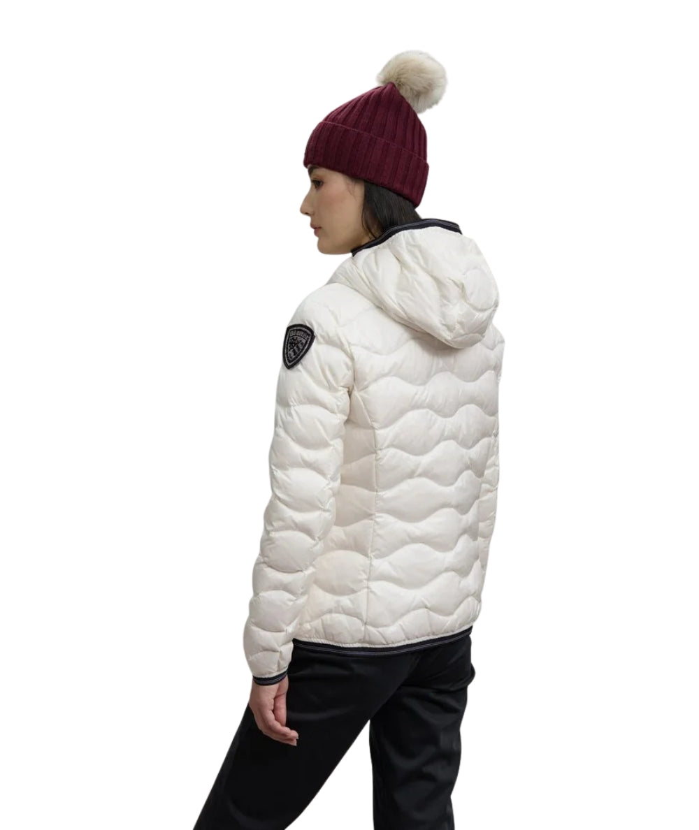 Blauer Piumino ad Onde con Cappuccio Camelia 25WBLDC03095 Bianco