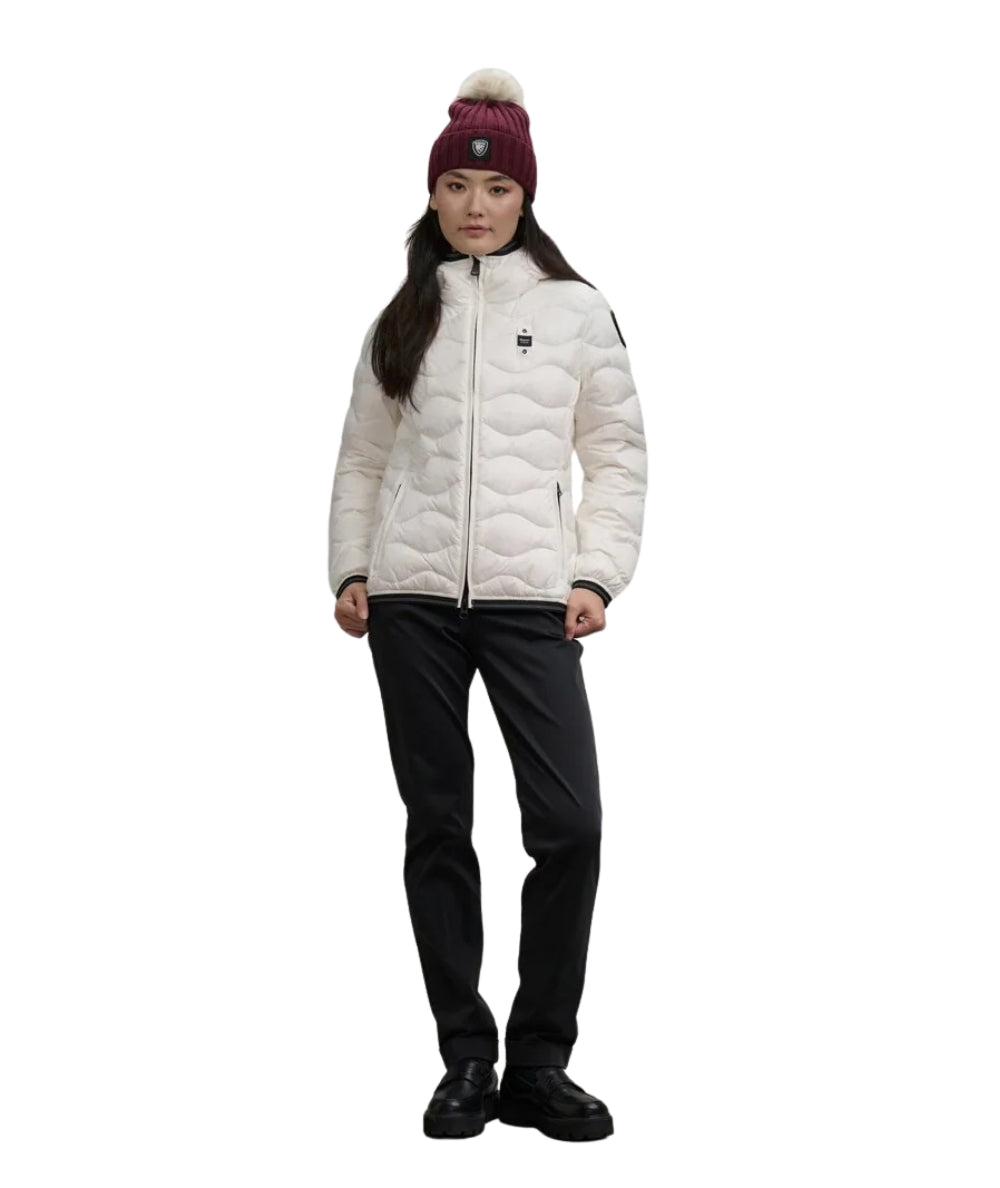Blauer Piumino ad Onde con Cappuccio Camelia 25WBLDC03095 Bianco