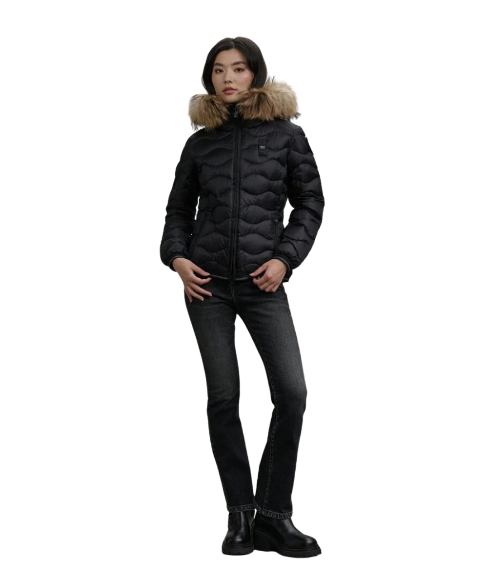 Blauer Piumino con Cappuccio in Pelliccia Aldie 25WBLDC03096 Nero