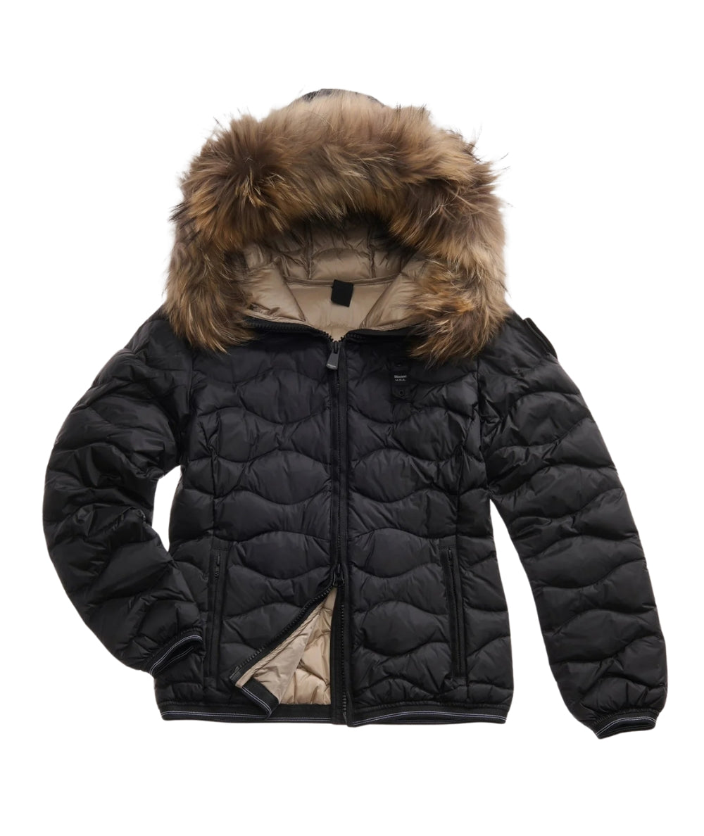 Blauer Piumino con Cappuccio in Pelliccia Aldie 25WBLDC03096 Nero