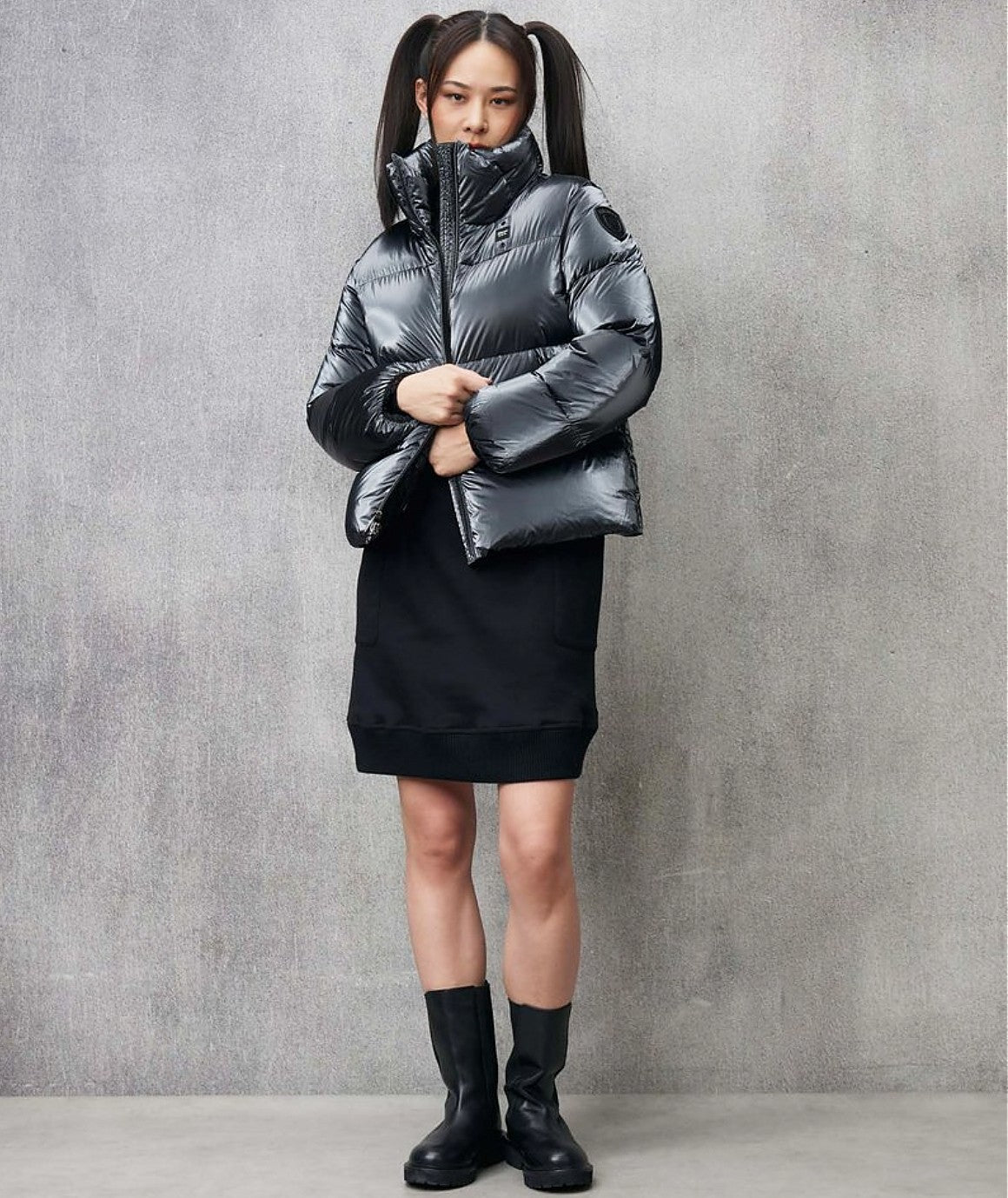 Blauer Piumino in Nylon Metallizzato Paula 24WBLDC03252 Grigio Argento