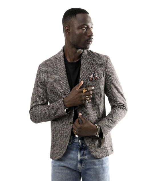 Bob Giacca Monopetto in Fantasia LIGHT193 Blu Marrone