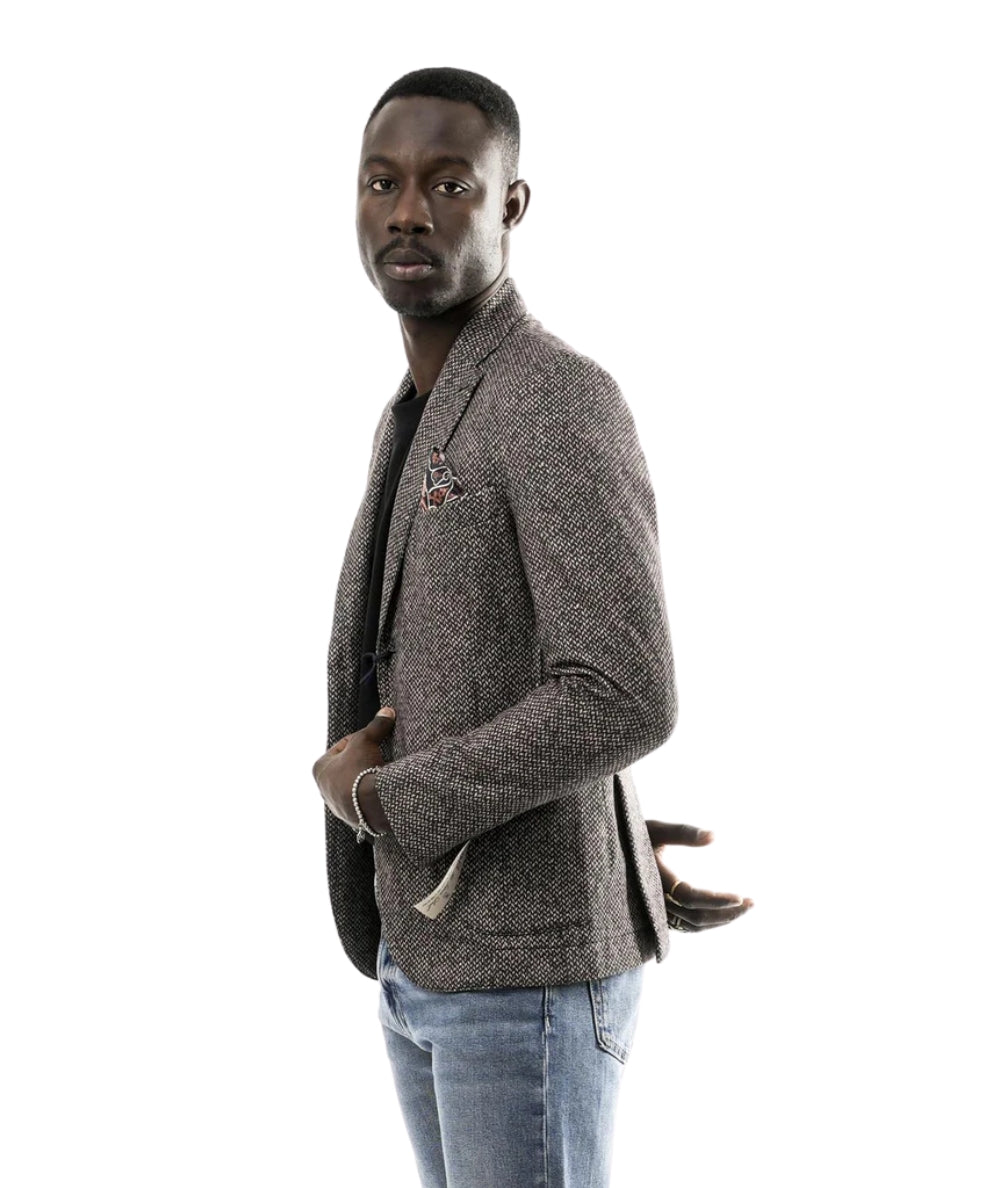 Bob Giacca Monopetto in Fantasia LIGHT193 Blu Marrone