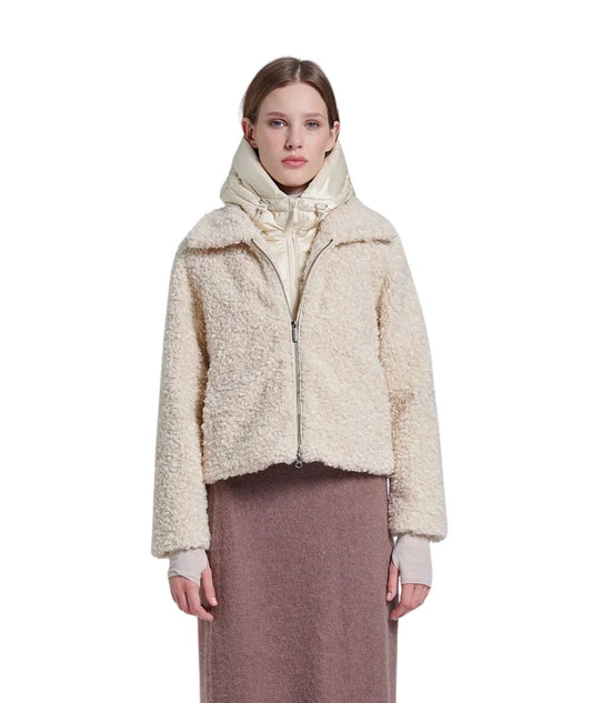 Bomboogie Cappotto Corto Effetto Sherpa JW8196 SFC6 Bianco