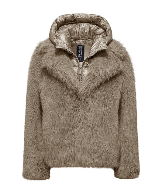 Bomboogie Cappotto Corto in Faux Fur GW9148-FRL5 Taupe