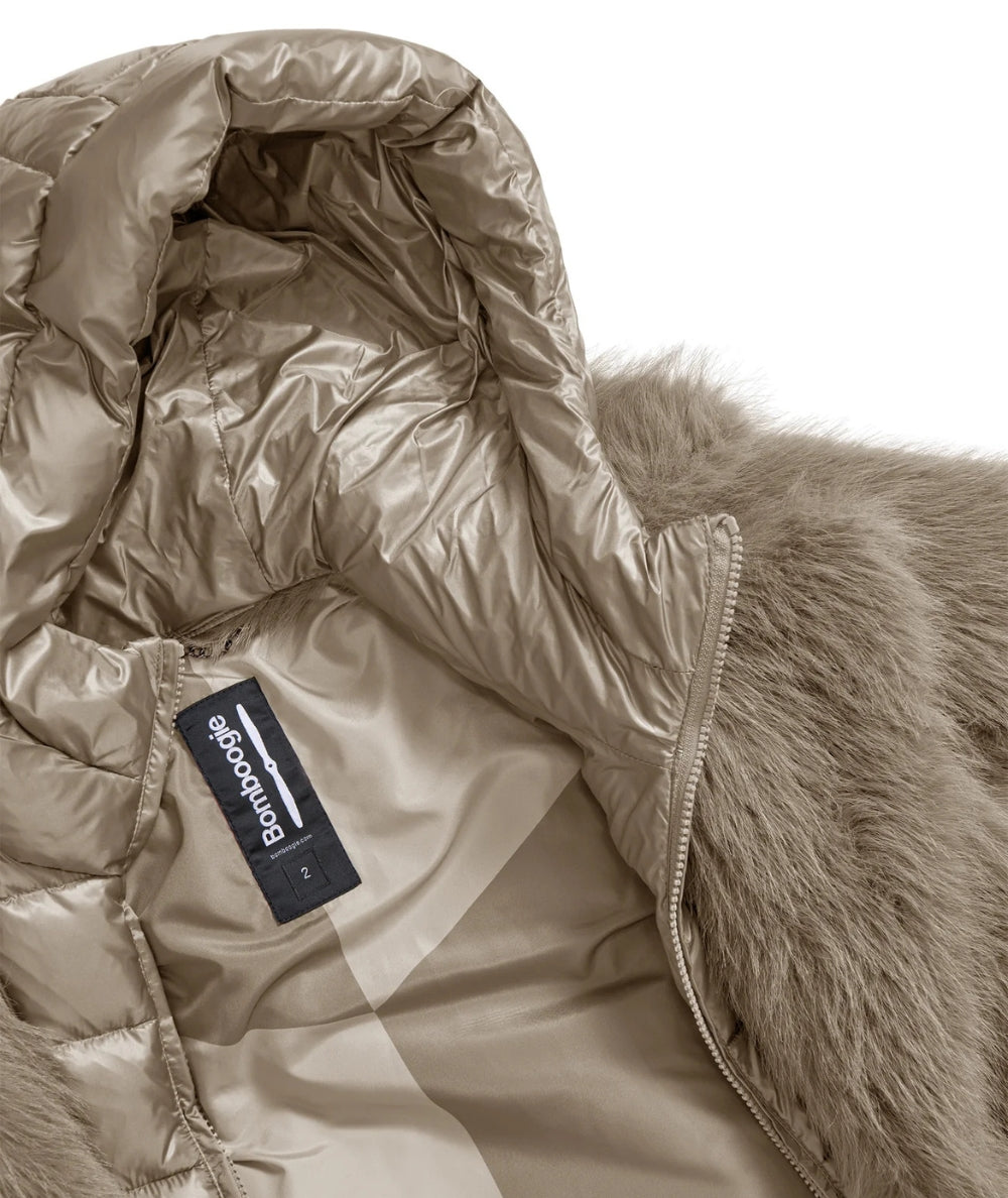 Bomboogie Cappotto Corto in Faux Fur GW9148-FRL5 Taupe