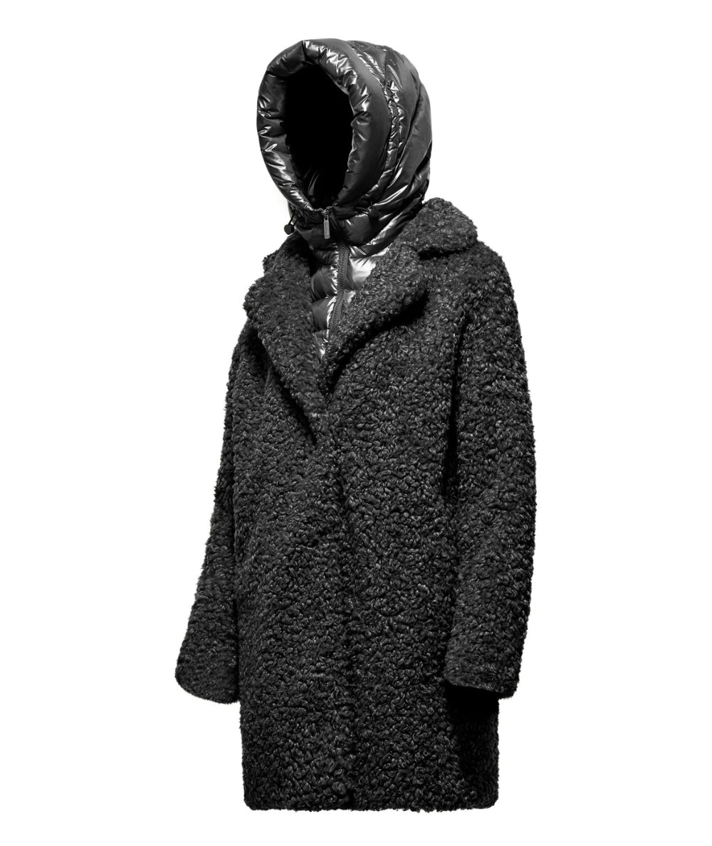 Bomboogie Cappotto Lungo Effetto Sherpa CW6570-SFC5 Nero
