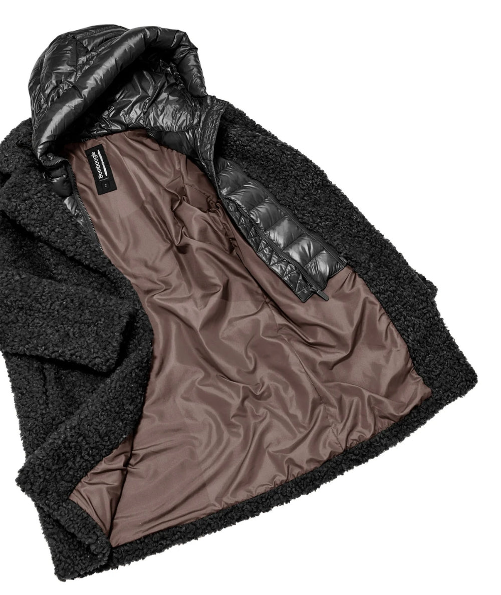 Bomboogie Cappotto Lungo Effetto Sherpa CW6570-SFC5 Nero