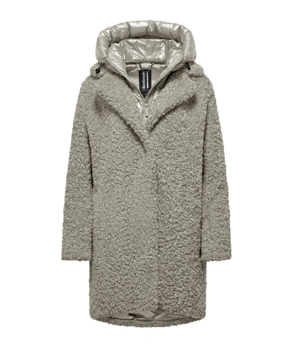 Bomboogie Cappotto Lungo Effetto Sherpa Odessa CW6570 SFC6 Grigio Beige