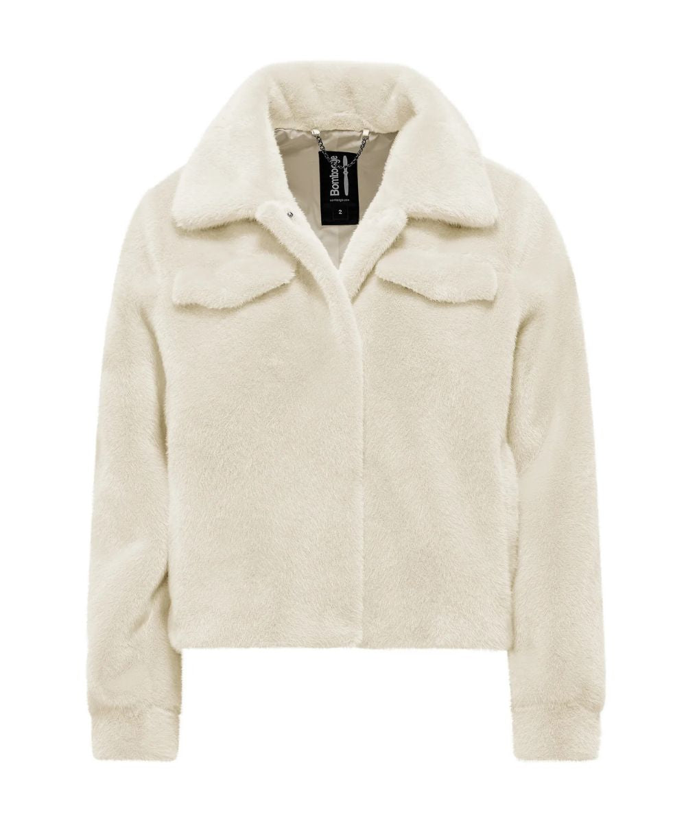 Bomboogie Giacca Corta in Eco Pelliccia JW8683 FSB6 Bianco