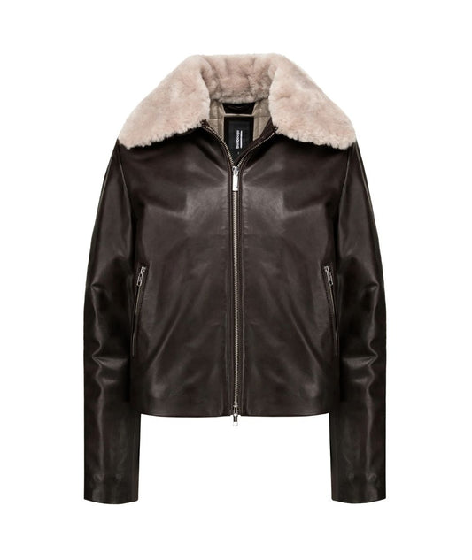 Bomboogie Giacca Corta in Vera Pelle JWLASS LARX Marrone 