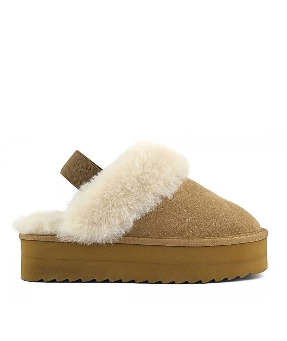 COLORS OF CALIFORNIA Ciabatte Platform in Montone HC.SHEARPLA4 Cammello