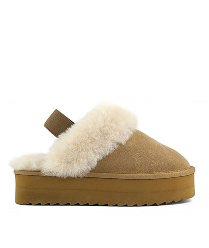 COLORS OF CALIFORNIA Ciabatte Platform in Montone HC.SHEARPLA4 Cammello